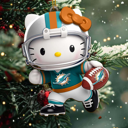 LIMITED EDITION - NEW CUSTOMIZED NFL19 MDP MIAMI DOLPHINS HELLO KITTY ACRYLIC ORNAMENT