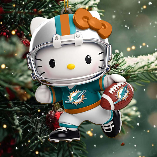LIMITED EDITION - NEW CUSTOMIZED NFL19 MDP MIAMI DOLPHINS HELLO KITTY ACRYLIC ORNAMENT