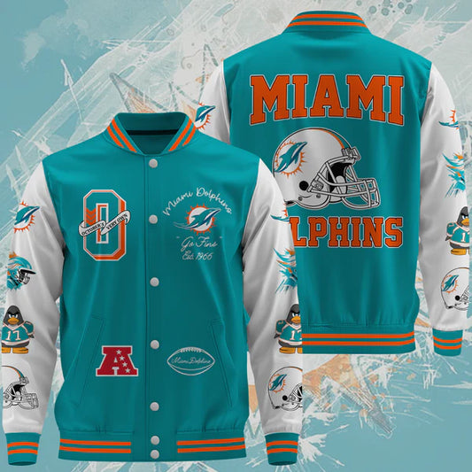 LIMITED EDITION - NEW CUSTOMIZED NFL19 MDP MIAMI DOLPHINS BASEBALL JACKET