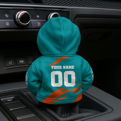 LIMITED EDITION - NEW CUSTOMIZED NFL19 MDP MIAMI DOLPHINS CAR HOODIE SHIFT KNOB COVER