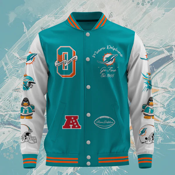 LIMITED EDITION - NEW CUSTOMIZED NFL19 MDP MIAMI DOLPHINS BASEBALL JACKET