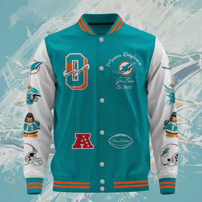 LIMITED EDITION - NEW CUSTOMIZED NFL19 MDP MIAMI DOLPHINS BASEBALL JACKET