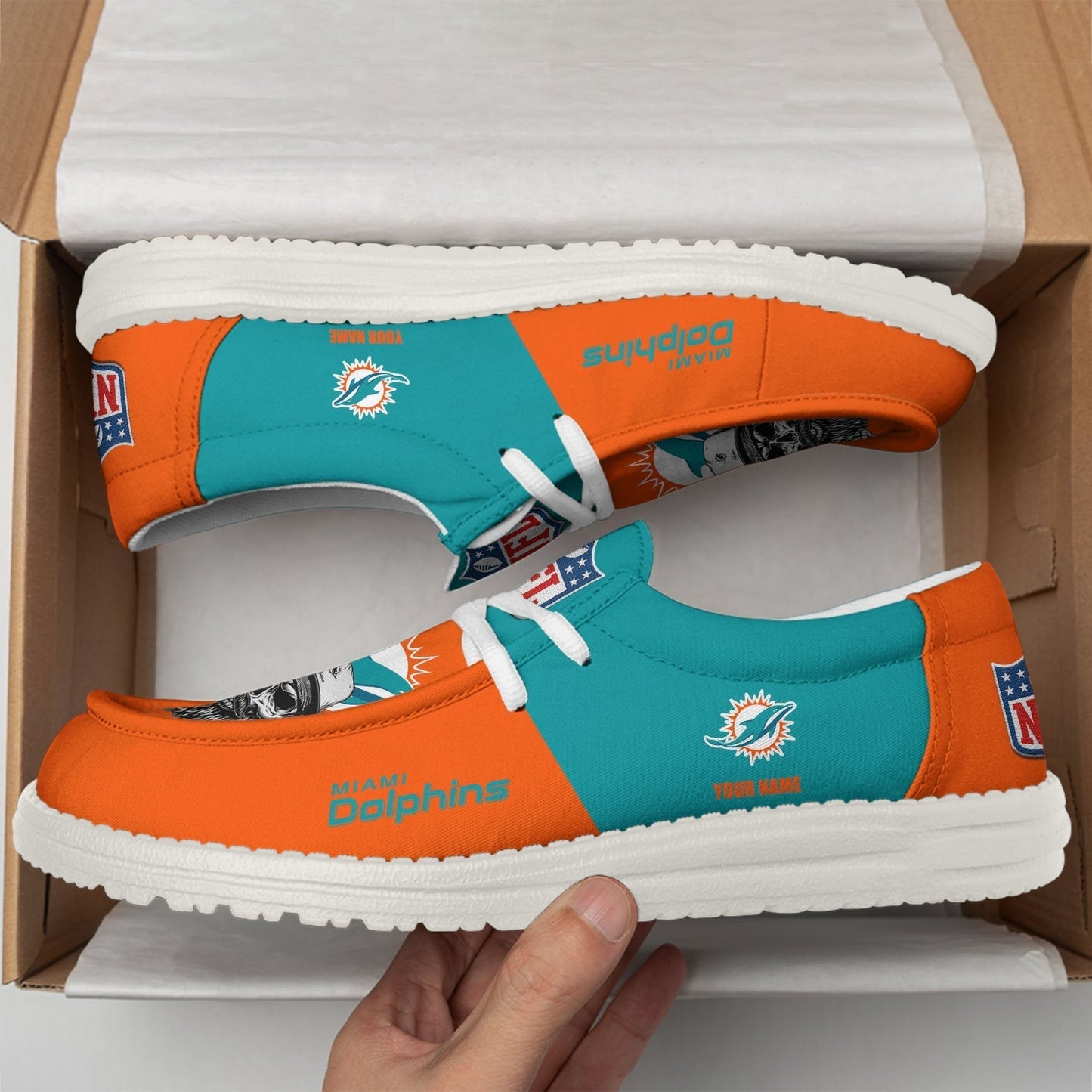 LIMITED EDITION - NEW CUSTOMIZED NFL19 MDP MIAMI DOLPHINS LOAFER SHOES