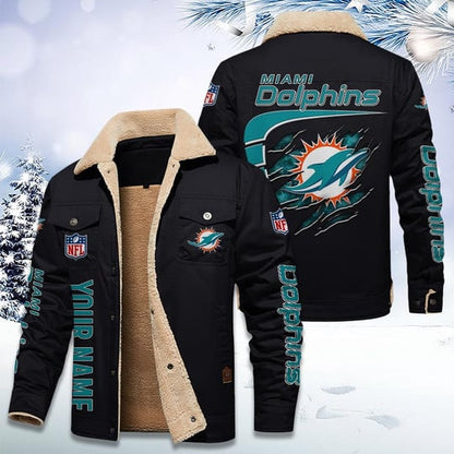 LIMITED EDITION - NEW CUSTOMIZED NFL19 MDP MIAMI DOLPHINS FLEECE JACKET
