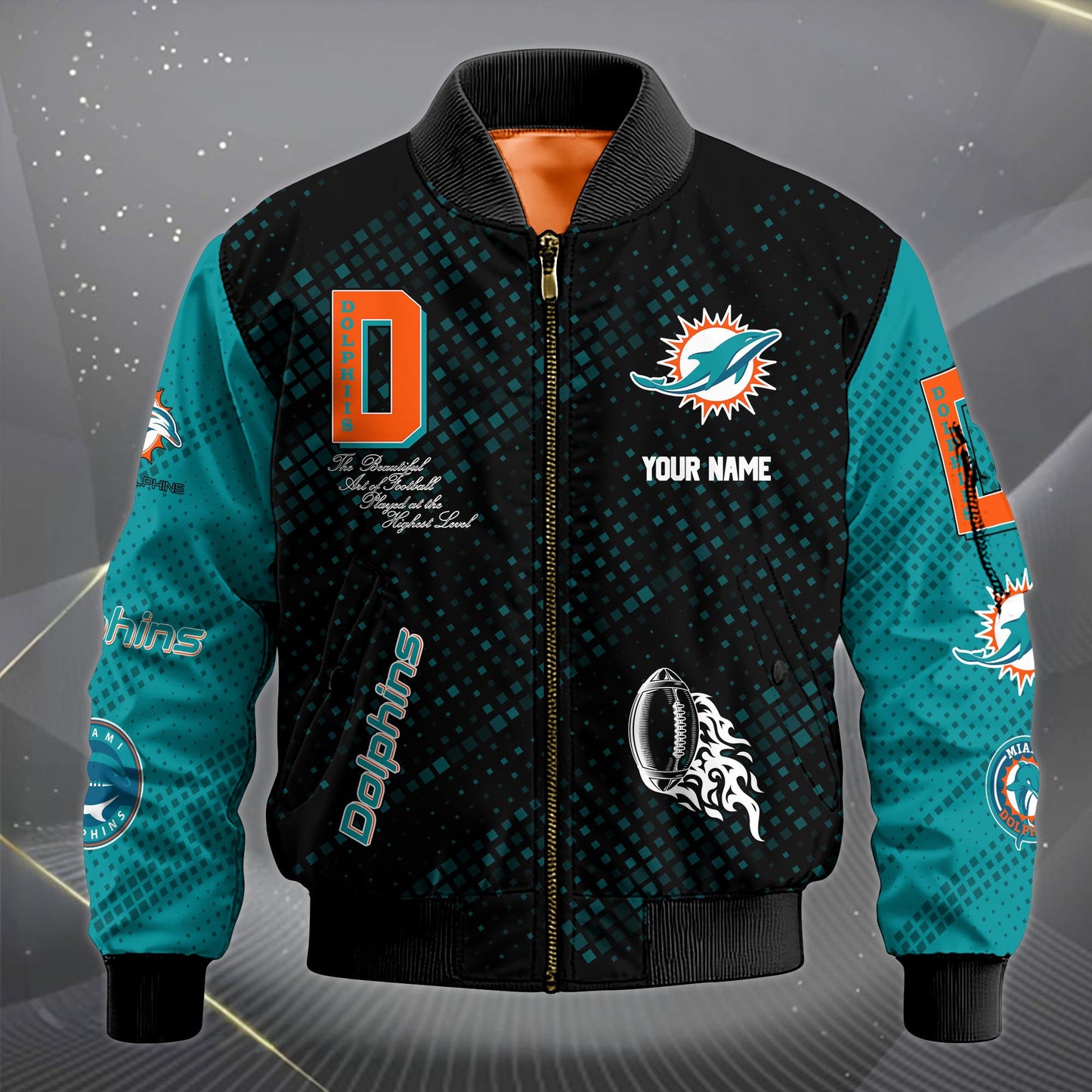 LIMITED EDITION - NEW CUSTOMIZED NFL19 MDP MIAMI DOLPHINS SATIN VARSITY JACKET & LONG PANTS