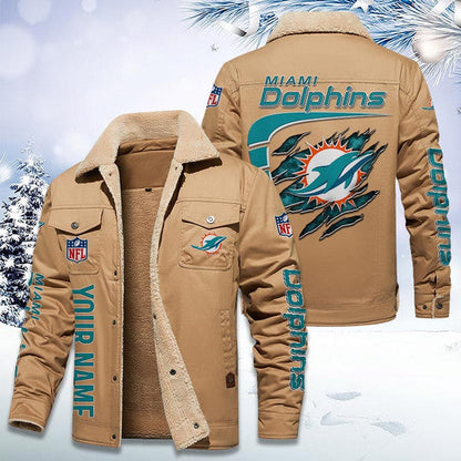 LIMITED EDITION - NEW CUSTOMIZED NFL19 MDP MIAMI DOLPHINS FLEECE JACKET