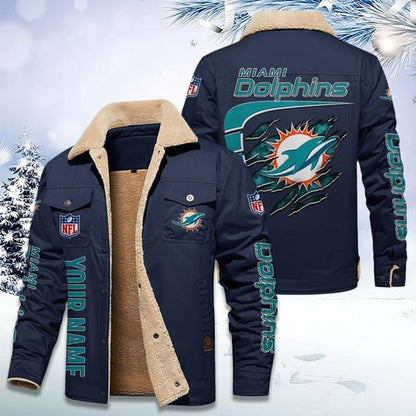 LIMITED EDITION - NEW CUSTOMIZED NFL19 MDP MIAMI DOLPHINS FLEECE JACKET