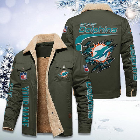 LIMITED EDITION - NEW CUSTOMIZED NFL19 MDP MIAMI DOLPHINS FLEECE JACKET