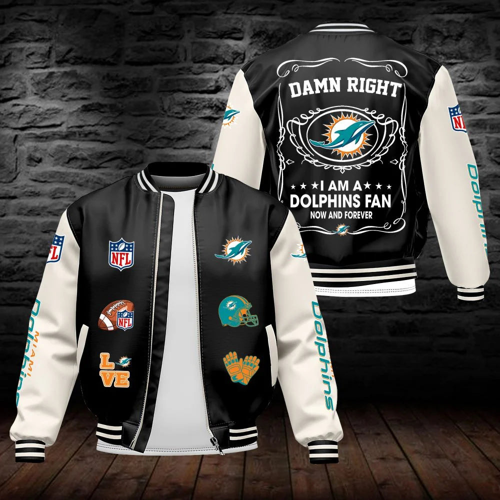 LIMITED EDITION - NEW CUSTOMIZED NFL19 MDP MIAMI DOLPHINS LEATHER BOMBER JACKET