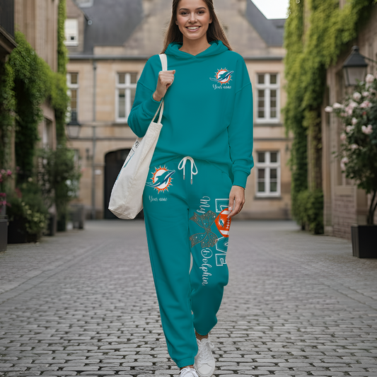 LIMITED EDITION - NEW CUSTOMIZED NFL19 MDP MIAMI DOLPHINS HOODIE & LONGPANTS