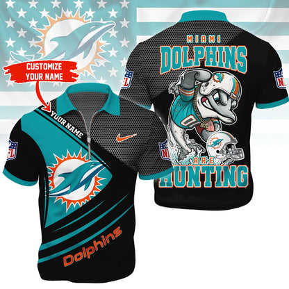 LIMITED EDITION - NEW CUSTOMIZED NFL19 MDP MIAMI DOLPHINS HARLEY-DAVIDSON POLO WITH ZIPPER SHIRT