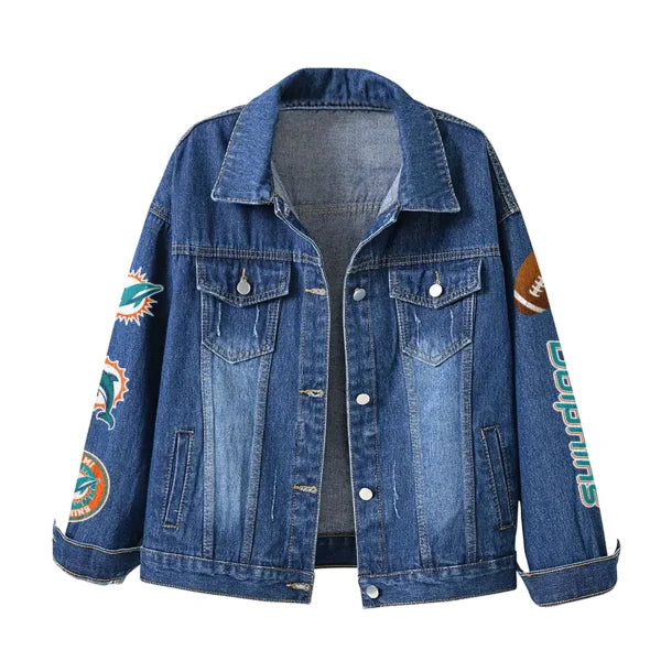 LIMITED EDITION - NEW CUSTOMIZED NFL19 MDP MIAMI DOLPHINS DENIM JACKET
