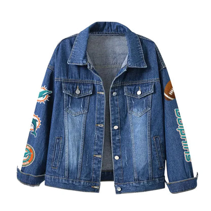 LIMITED EDITION - NEW CUSTOMIZED NFL19 MDP MIAMI DOLPHINS DENIM JACKET