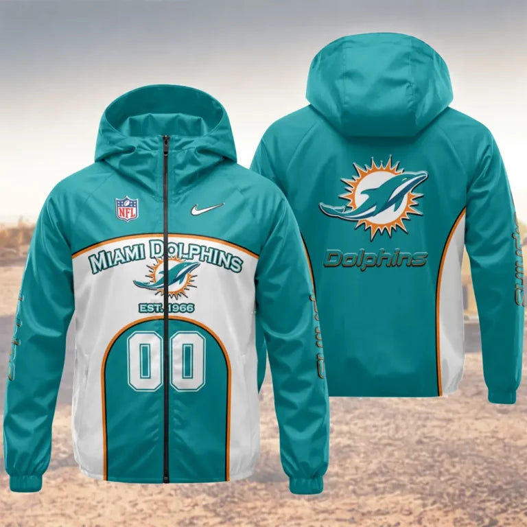 LIMITED EDITION - NEW CUSTOMIZED NFL19 MDP MIAMI DOLPHINS WINDBREAKER JACKET