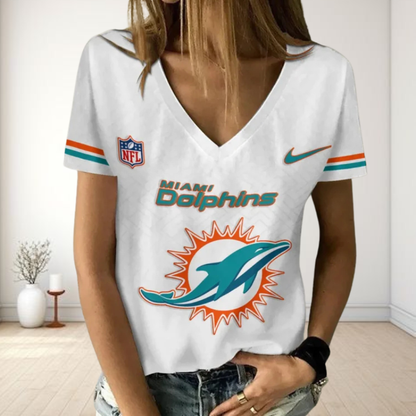 LIMITED EDITION - NEW CUSTOMIZED NFL19 MDP MIAMI DOLPHINS V-NECK FEMALE SHIRT