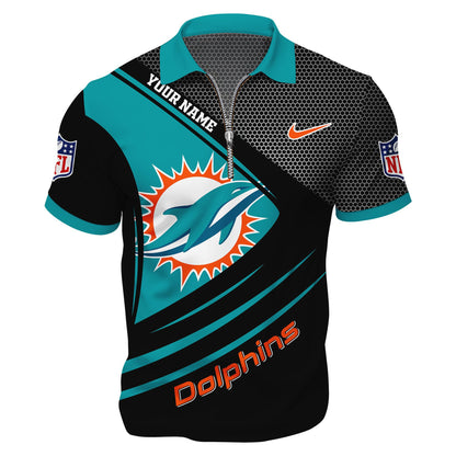 LIMITED EDITION - NEW CUSTOMIZED NFL19 MDP MIAMI DOLPHINS HARLEY-DAVIDSON POLO WITH ZIPPER SHIRT