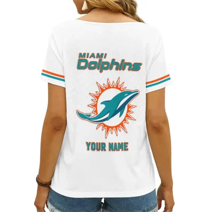 LIMITED EDITION - NEW CUSTOMIZED NFL19 MDP MIAMI DOLPHINS V-NECK FEMALE SHIRT
