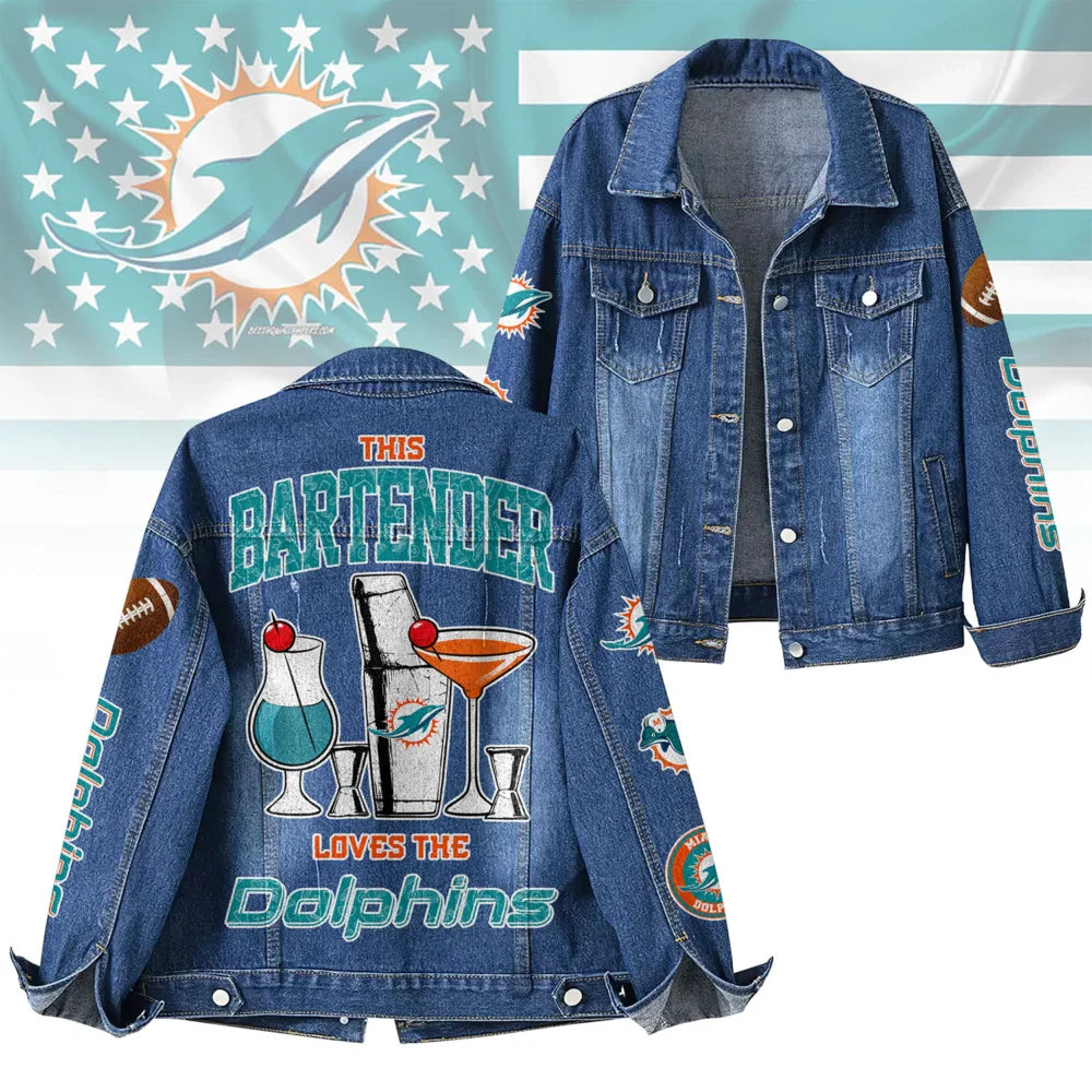 LIMITED EDITION - NEW CUSTOMIZED NFL19 MDP MIAMI DOLPHINS DENIM JACKET