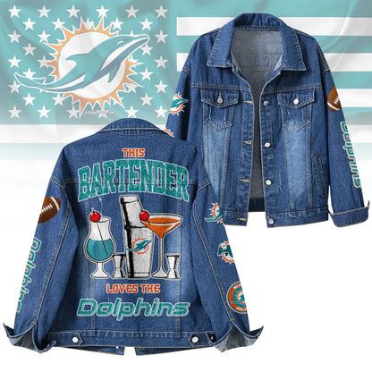 LIMITED EDITION - NEW CUSTOMIZED NFL19 MDP MIAMI DOLPHINS DENIM JACKET