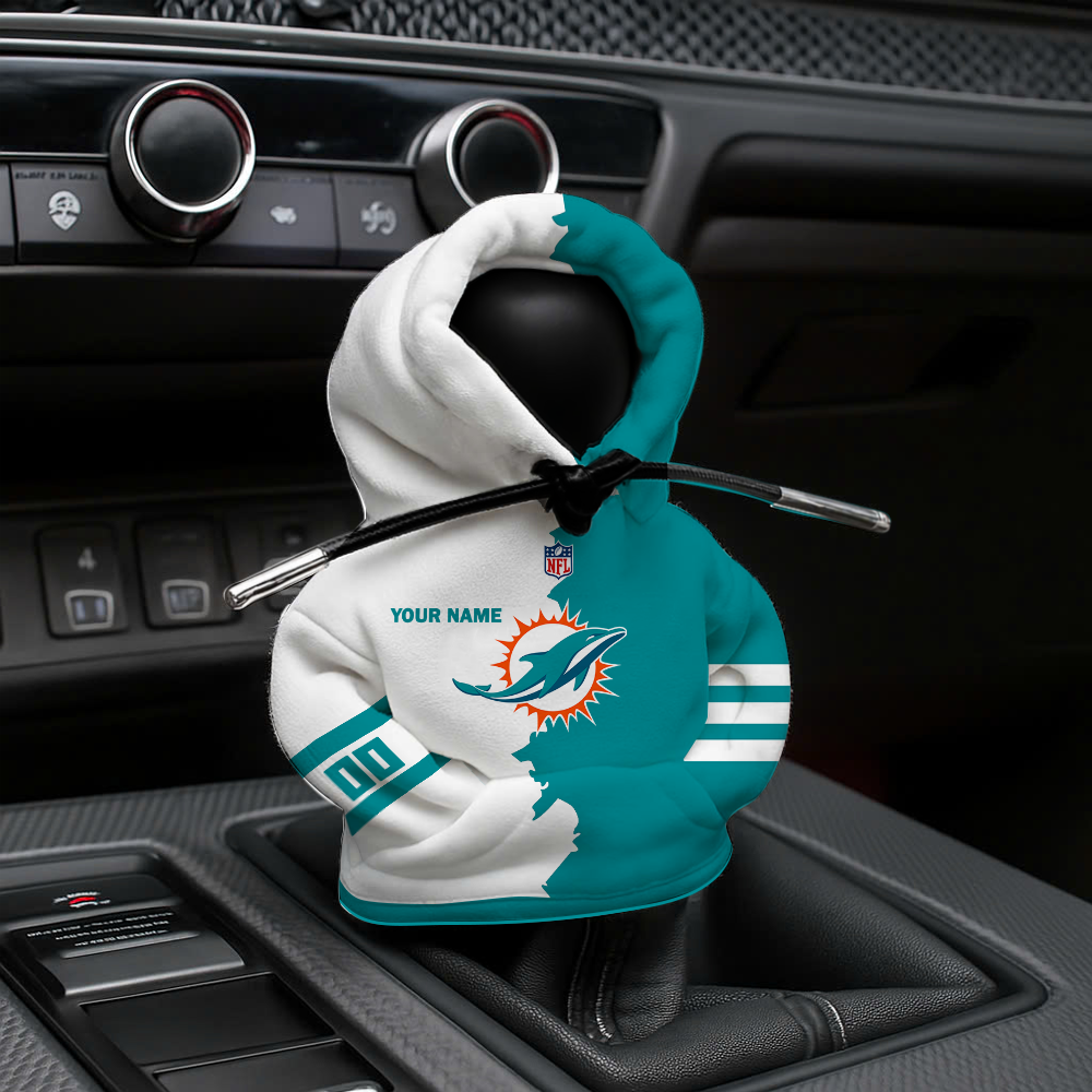 LIMITED EDITION - NEW CUSTOMIZED NFL19 MDP MIAMI DOLPHINS CAR HOODIE SHIFT KNOB