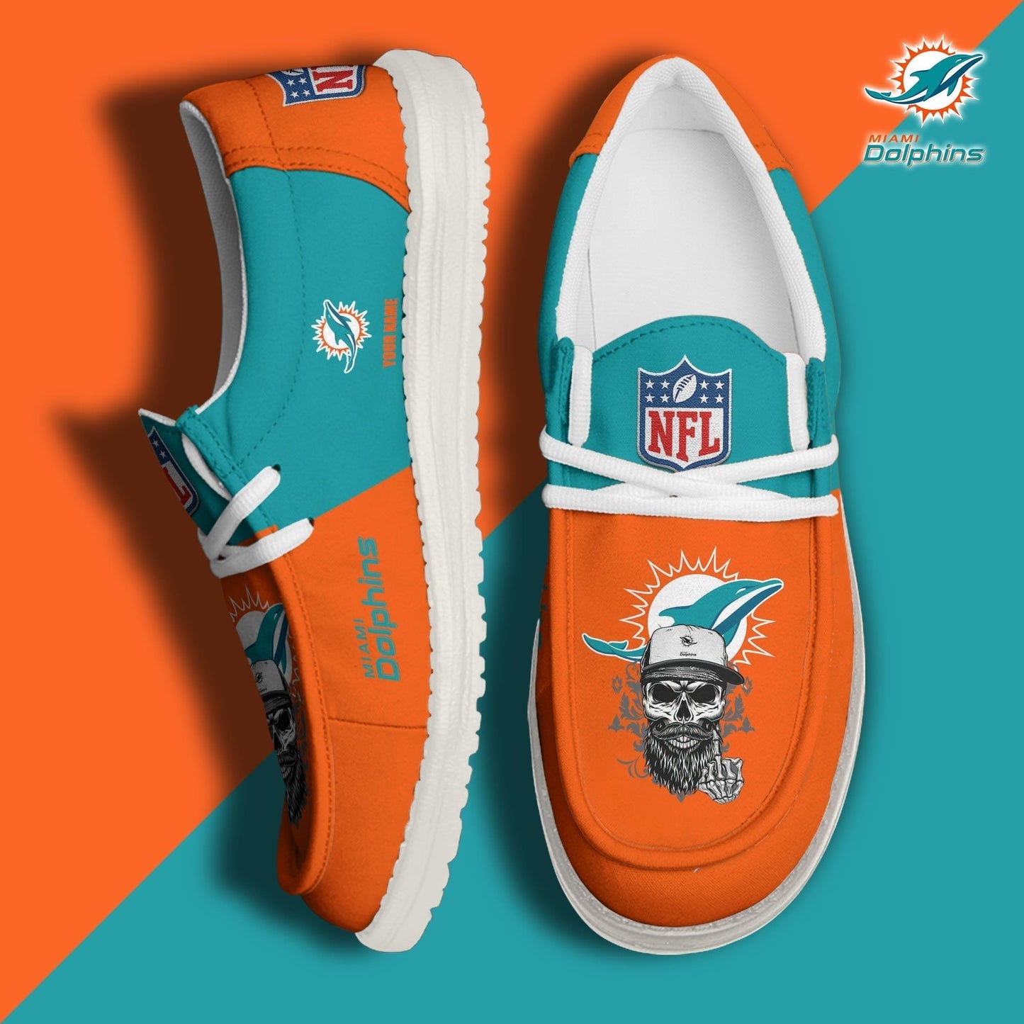 LIMITED EDITION - NEW CUSTOMIZED NFL19 MDP MIAMI DOLPHINS LOAFER SHOES