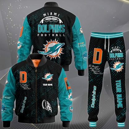 LIMITED EDITION - NEW CUSTOMIZED NFL19 MDP MIAMI DOLPHINS SATIN VARSITY JACKET & LONG PANTS