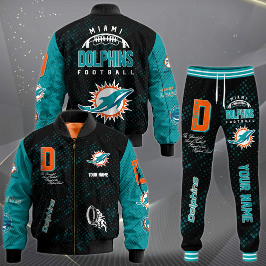LIMITED EDITION - NEW CUSTOMIZED NFL19 MDP MIAMI DOLPHINS SATIN VARSITY JACKET & LONG PANTS