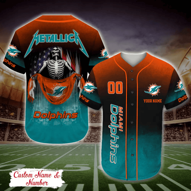 LIMITED EDITION - NEW CUSTOMIZED NFL19 MDP MIAMI DOLPHINS BASEBALL JERSEY