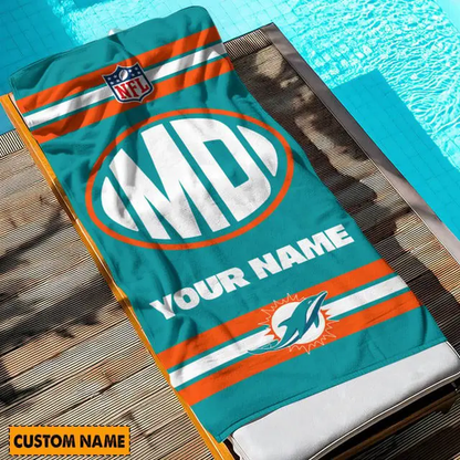 LIMITED EDITION - NEW CUSTOMIZED NFL19 MDP MIAMI DOLPHINS BEACH & BATH TOWEL (KIDS & ADULTS)