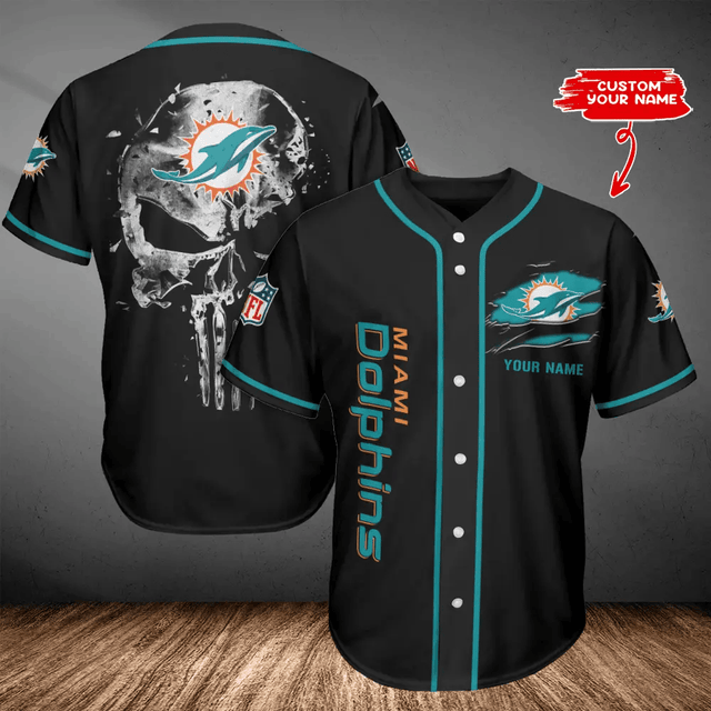 LIMITED EDITION - NEW CUSTOMIZED NFL19 MDP MIAMI DOLPHINS BASEBALL JERSEY