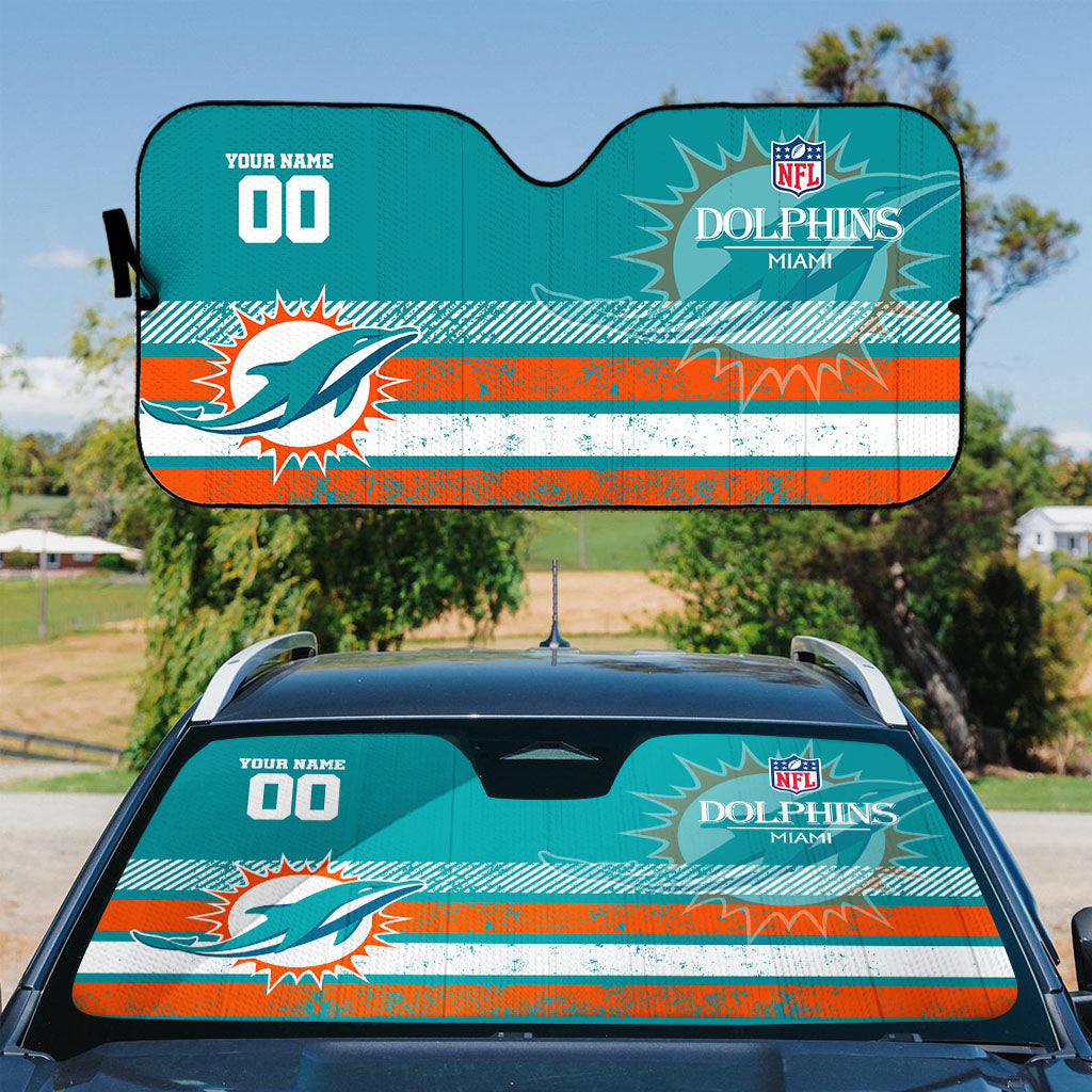 LIMITED EDITION - NEW CUSTOMIZED NFL19 MDP MIAMI DOLPHINS AUTO WINDSHIELD SHADE
