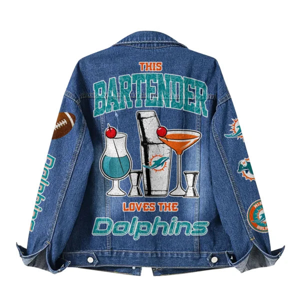LIMITED EDITION - NEW CUSTOMIZED NFL19 MDP MIAMI DOLPHINS DENIM JACKET