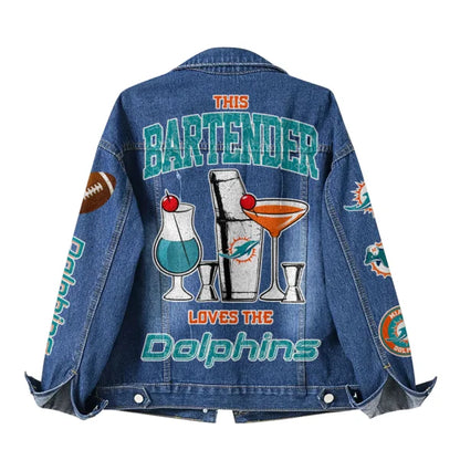 LIMITED EDITION - NEW CUSTOMIZED NFL19 MDP MIAMI DOLPHINS DENIM JACKET
