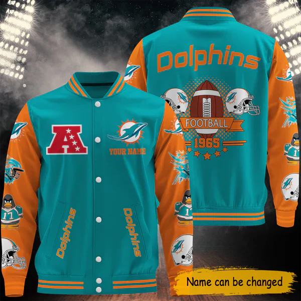 LIMITED EDITION - NEW CUSTOMIZED NFL19 MDP MIAMI DOLPHINS BASEBALL JACKET