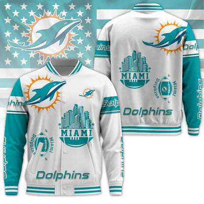 LIMITED EDITION - NEW CUSTOMIZED NFL19 MDP MIAMI DOLPHINS BASEBALL JACKET