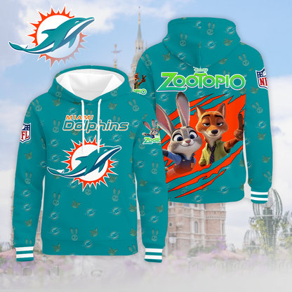 LIMITED EDITION - NEW CUSTOMIZED NFL19 MDP MIAMI DOLPHINS & ZOOTOPIA UNISEX T-SHIRT, POLO, HOODIE & JACKETS