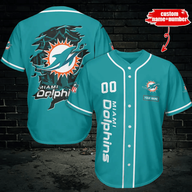 LIMITED EDITION - NEW CUSTOMIZED NFL19 MDP MIAMI DOLPHINS BASEBALL JERSEY