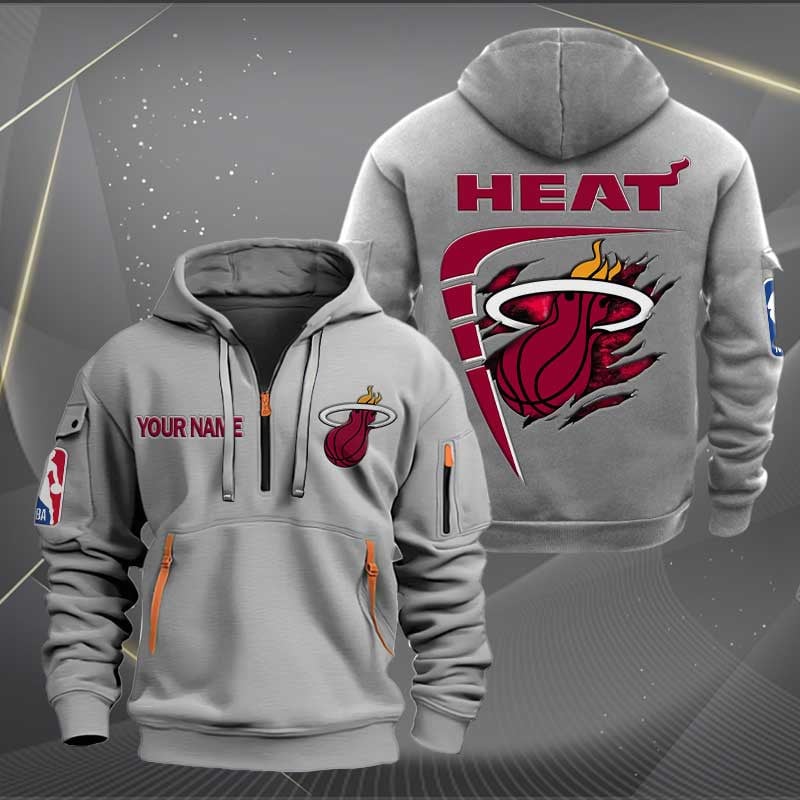[HOT DEAL] NEW CUSTOMIZED NBA20 MH MIAMI HEAT QUARTER ZIP HOODIE
