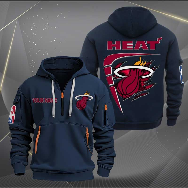 [HOT DEAL] NEW CUSTOMIZED NBA20 MH MIAMI HEAT QUARTER ZIP HOODIE