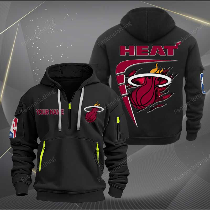 [HOT DEAL] NEW CUSTOMIZED NBA20 MH MIAMI HEAT QUARTER ZIP HOODIE