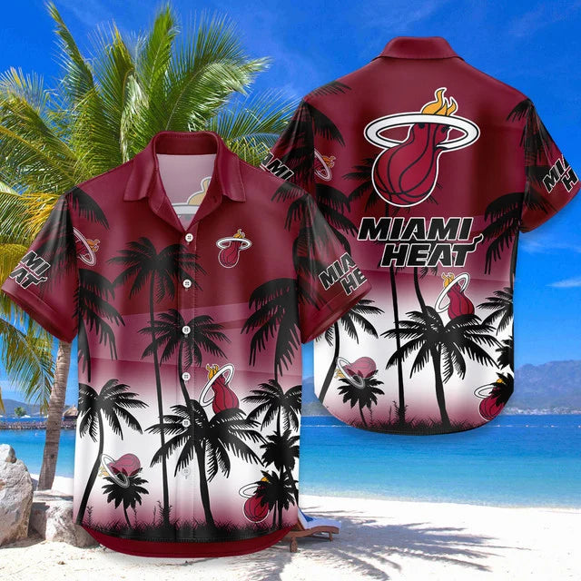 LIMITED EDITION - NEW CUSTOMIZED NBA20 MHE MIAMI HEAT UNISEX HAWAIIAN SHIRT & SHORTS SET