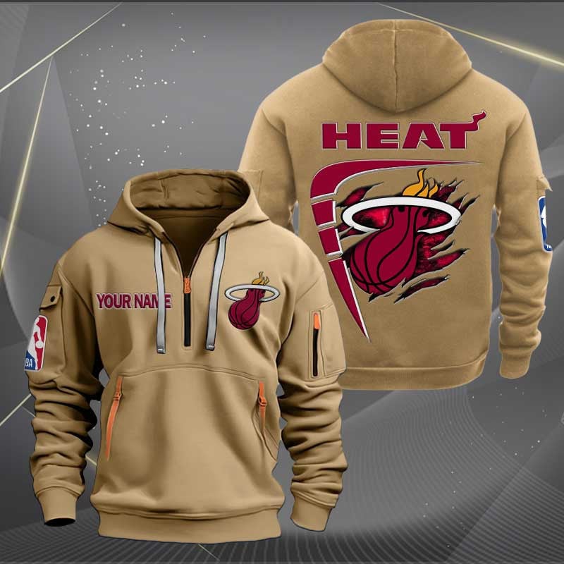 [HOT DEAL] NEW CUSTOMIZED NBA20 MH MIAMI HEAT QUARTER ZIP HOODIE