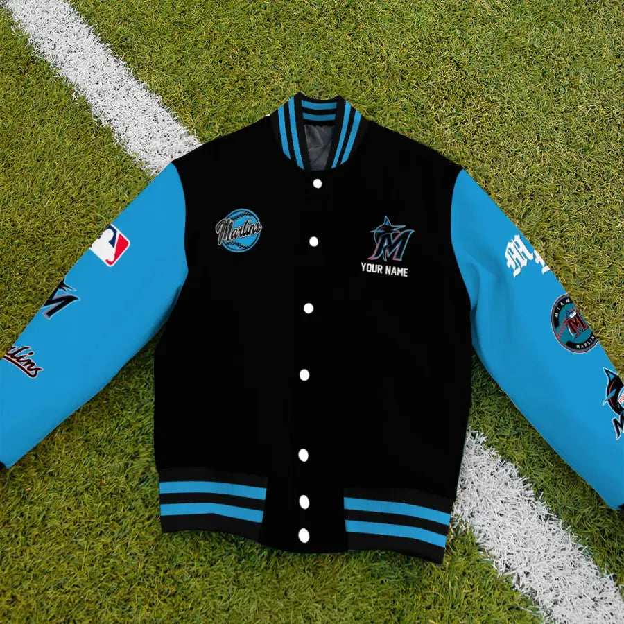 LIMITED EDITION - NEW PREMIUM MLB20 MMS MIAMI MARLINS SATIN VARSITY JACKET