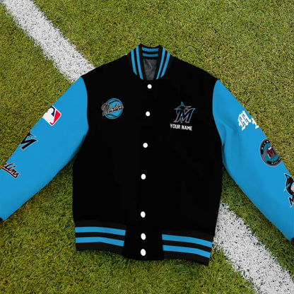 LIMITED EDITION - NEW PREMIUM MLB20 MMS MIAMI MARLINS SATIN VARSITY JACKET