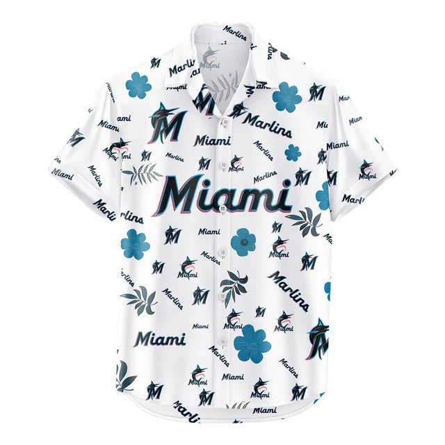 LIMITED EDITION - NEW CUSTOMIZED MLB20 MMS MIAMI MARLINS UNISEX HAWAIIAN SHIRT & SHORTS SET