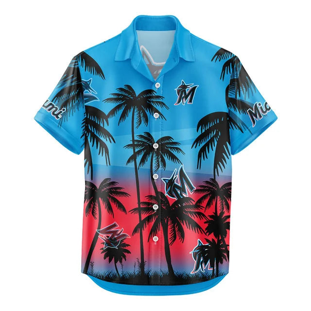 LIMITED EDITION - NEW CUSTOMIZED MLB20 MMS MIAMI MARLINS UNISEX HAWAIIAN SHIRT & SHORTS SET