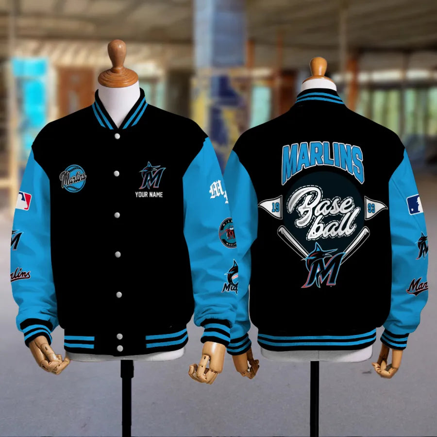 LIMITED EDITION - NEW PREMIUM MLB20 MMS MIAMI MARLINS SATIN VARSITY JACKET