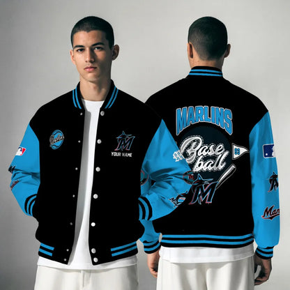 LIMITED EDITION - NEW PREMIUM MLB20 MMS MIAMI MARLINS SATIN VARSITY JACKET