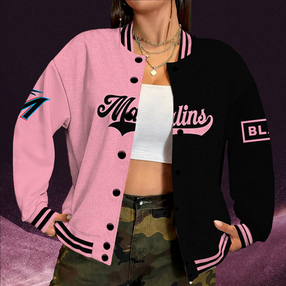 LIMITED EDITION - NEW CUSTOMIZED MLB20 MMS MIAMI MARLINS SATIN VARSITY & BASEBALL JACKET