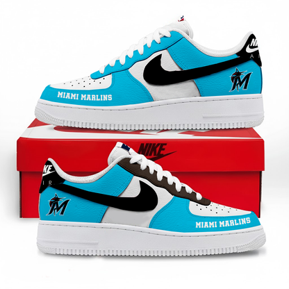 LIMITED EDITION - NEW CUSTOMIZED MLB20 MMS MIAMI MARLINS AF1 SNEAKERS